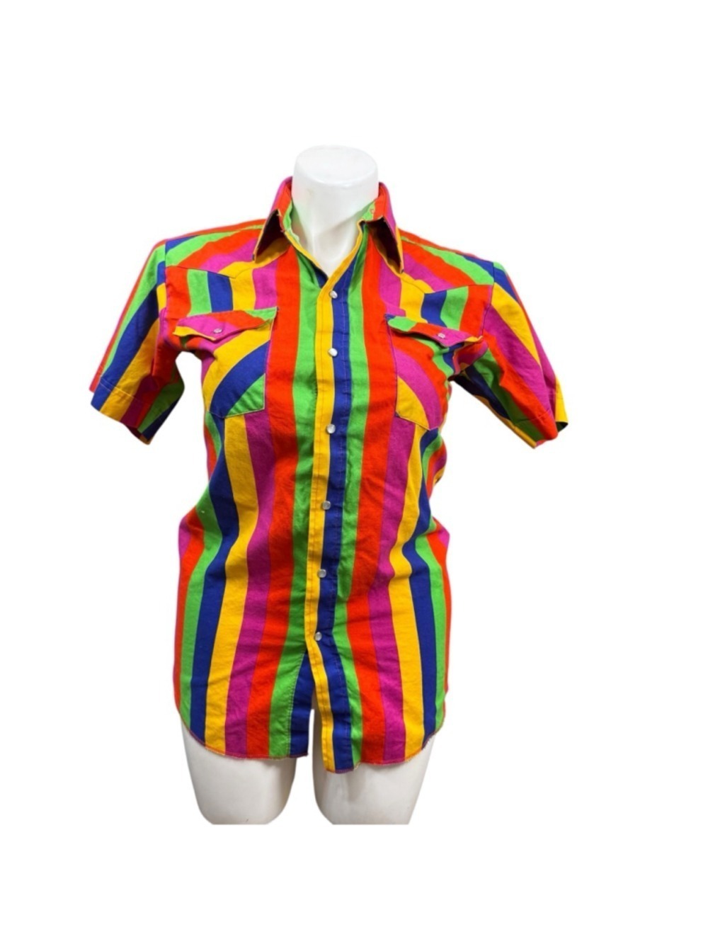 Vintage Panhandle Slim Rainbow Stripe Western Shirt Women’s Medium Made USA 100%